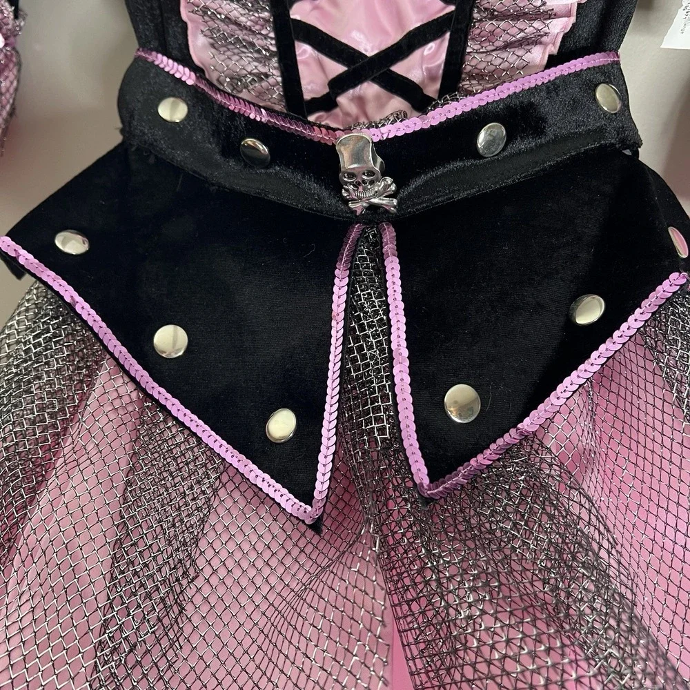 Vintage Rubies Girls Pink Black Princess Witch Costume Dress Up Cloths Hoop - Picture 6 of 13